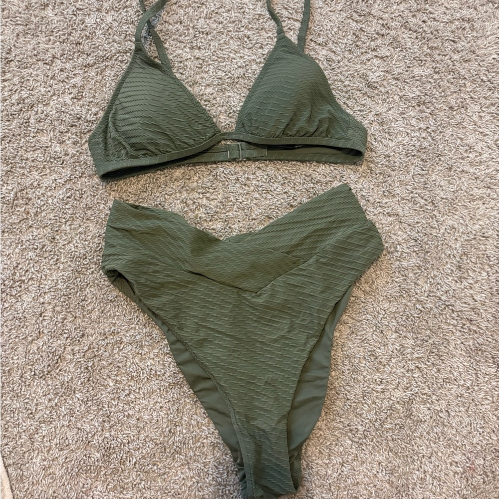 Olive Green V-Waist Bikini Set - Women Swim